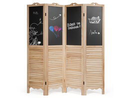 Costway 4-Panel Folding Divider Screen W/Chalkboard 5.7Ft Tall Natural - Natural