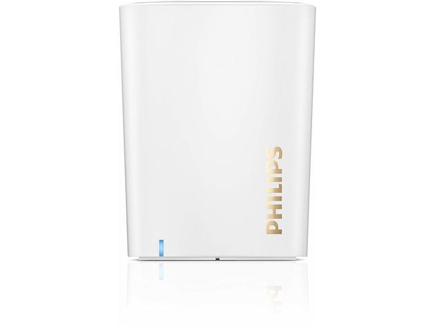 Philips BT100W/37 Built-In Microphone Wireless Mini Compact Portable Bluetooth Speaker, White (New Open Box)
