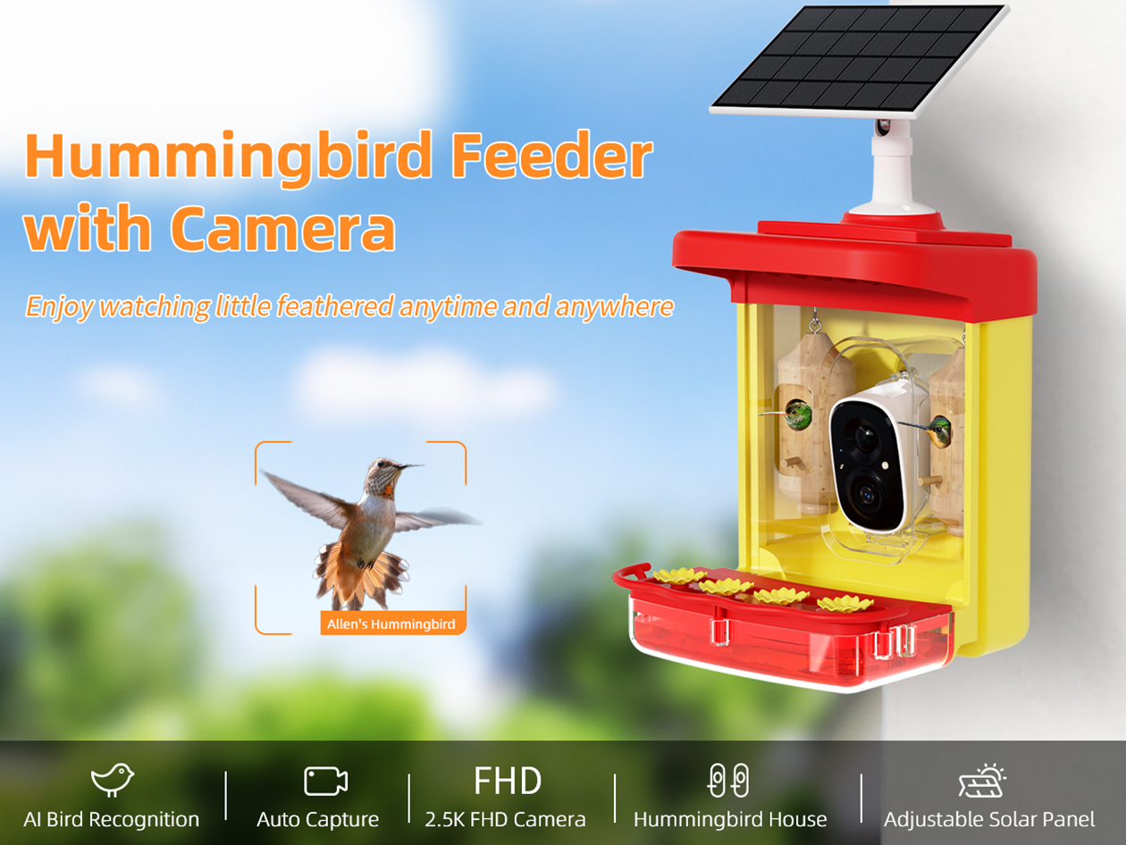 HummerHi Solar Powered Smart Hummingbird Feeder with Camera