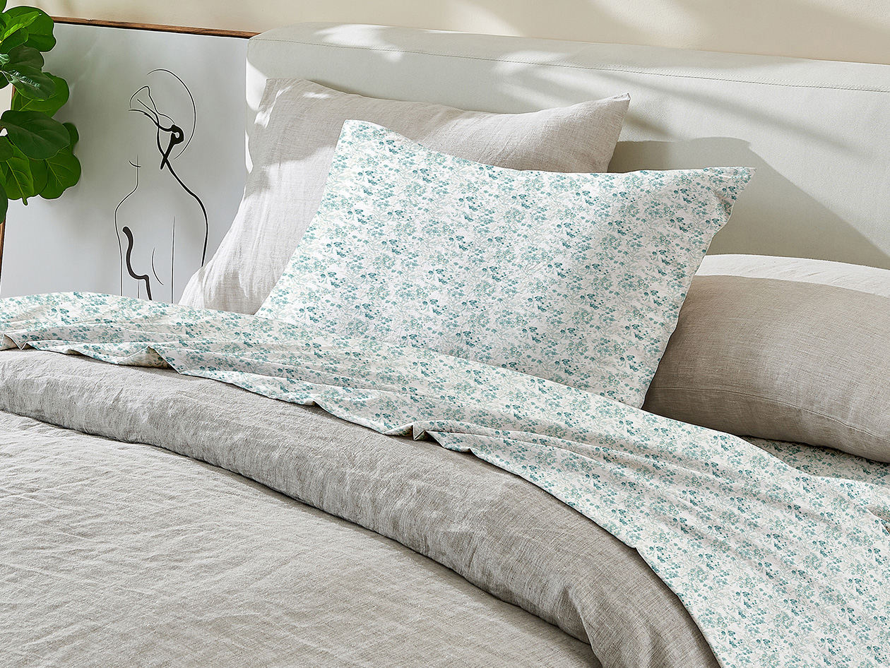 3-Piece Floral Print Microfiber Sheet Set (Chamblee Blue/Twin)