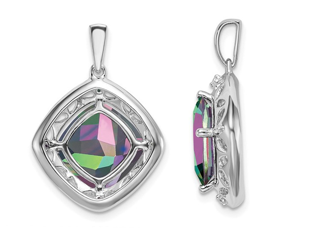 4.25 Carat (ctw) Mystic Fire Topaz Pendant Necklace in Sterling Silver with Chain