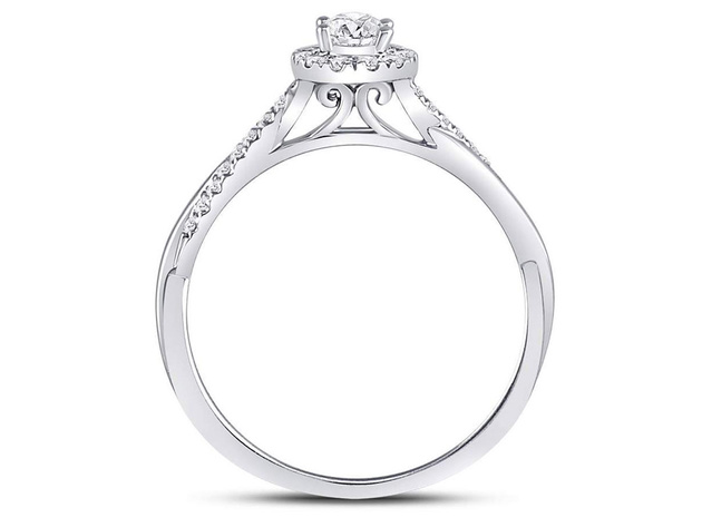 1/3 (ctw I1-I2, G-H-I) Halo Diamond Twist Engagement Ring in 14K White Gold - 8