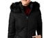 Maralyn & Me Women's Juniors' Hooded Faux-Fur-Trim Puffer Coat Black Size Extra Small