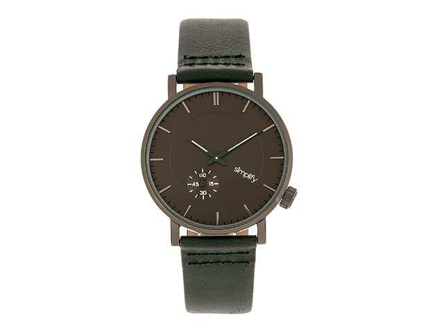 Simplify The 3600 Series Leather Watch (Charcoal/Green)