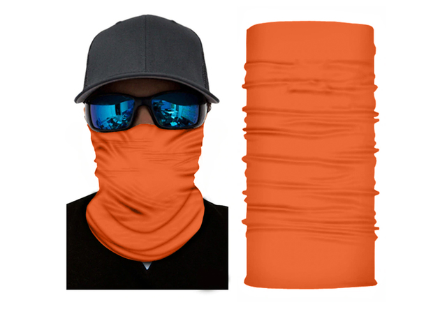 Pack of 8 Face Covering Mask Neck Gaiter Elastic, Fishing and Hunting - Bulk Wholesale - Orange