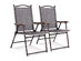 Costway Set of 2 Patio Folding Sling Back Chairs Camping Deck Garden Beach Gray
