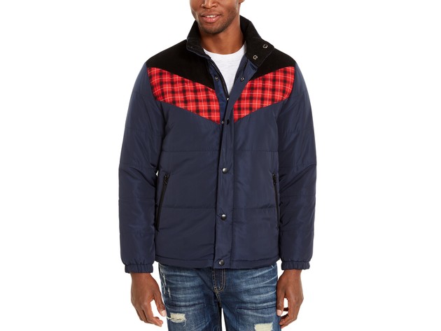 American Rag Men's Brady Colorblocked Puffer Jacket Blue Size Large