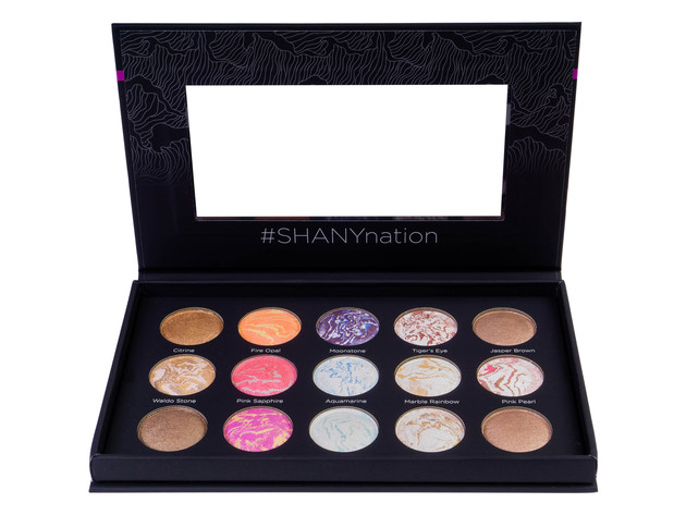 SHANY Hidden Gems 15-Color Face & Body Baked Makeup Palette - 9 Baked Highlighters, 3 Baked Blushes, and 3 Baked Bronzers - Baked Face Powder Kit