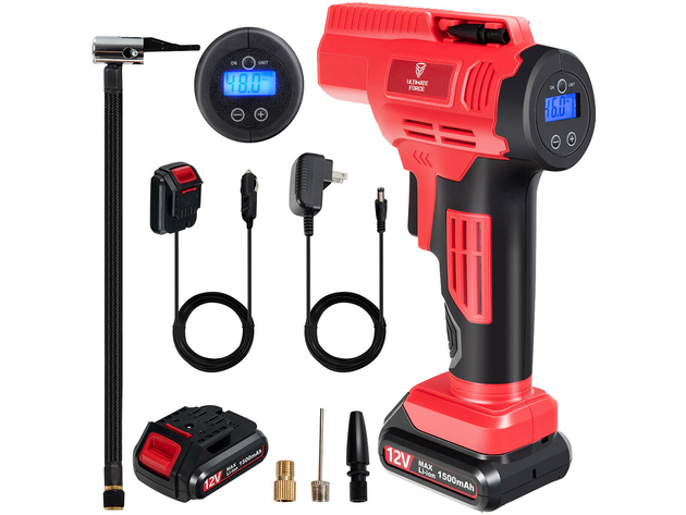 Costway 12V Portable Cordless Tire Inflator Air Compressor with Digital Pressure Gauge