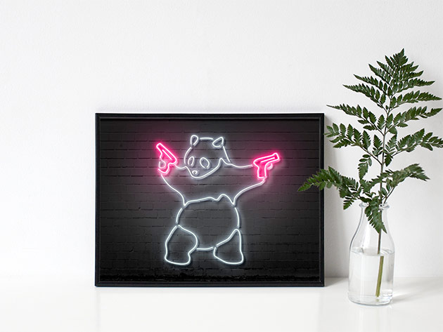 Octavian Mielu Neon Illusion Wall Art (Panda 16x12)