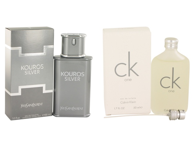 Gift set  Kouros Silver by Yves Saint Laurent EDT Spray 3.4 oz And  CK ONE EDT Pour/Spray (Unisex) 1.7 oz
