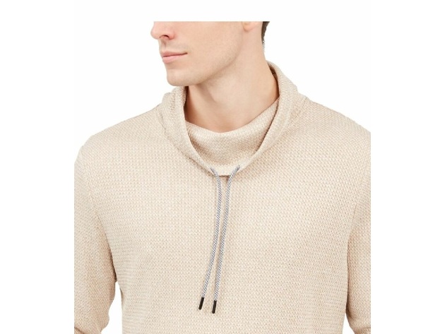 Alfani Men's Funnel-Neck Hooded Sweatshirt Beige Size Large