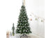 Costway 7 ft Snow Flocked Artificial Christmas Hinged Tree w/ Pine Needles & Red Berries - Green/White/Red