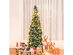 Costway 7.5ft Snow Flocked Pencil Christmas Tree Hinged Pine Cones - Green, White
