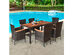 Costway 7 Piece Patio Rattan Dining Set 6 Stackable Chairs Cushioned - Brown
