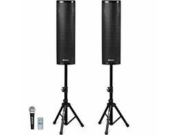 Sonart 2000W Set of 2 Bi-Amplified Bluetooth Speakers PA System with 3-Channel & Stands - Black