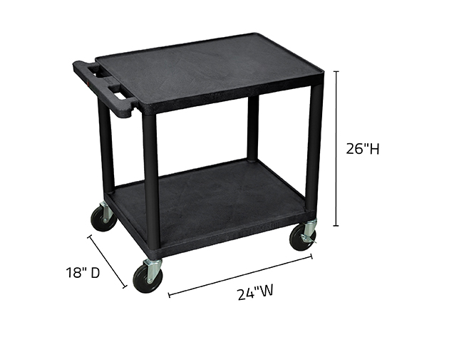Offex 26"H Multipurpose 2-Shelf  AV Electrical Cart, Black