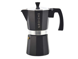 MILANO Stovetop Espresso Maker & EZ Latte Milk Frother Bundle Set (Black/9-Cup)