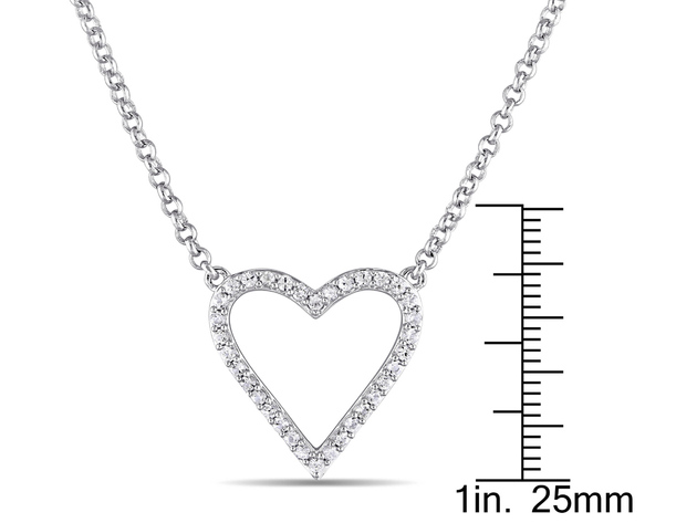 White Sapphire Heart Necklace in Sterling Silver with Chain