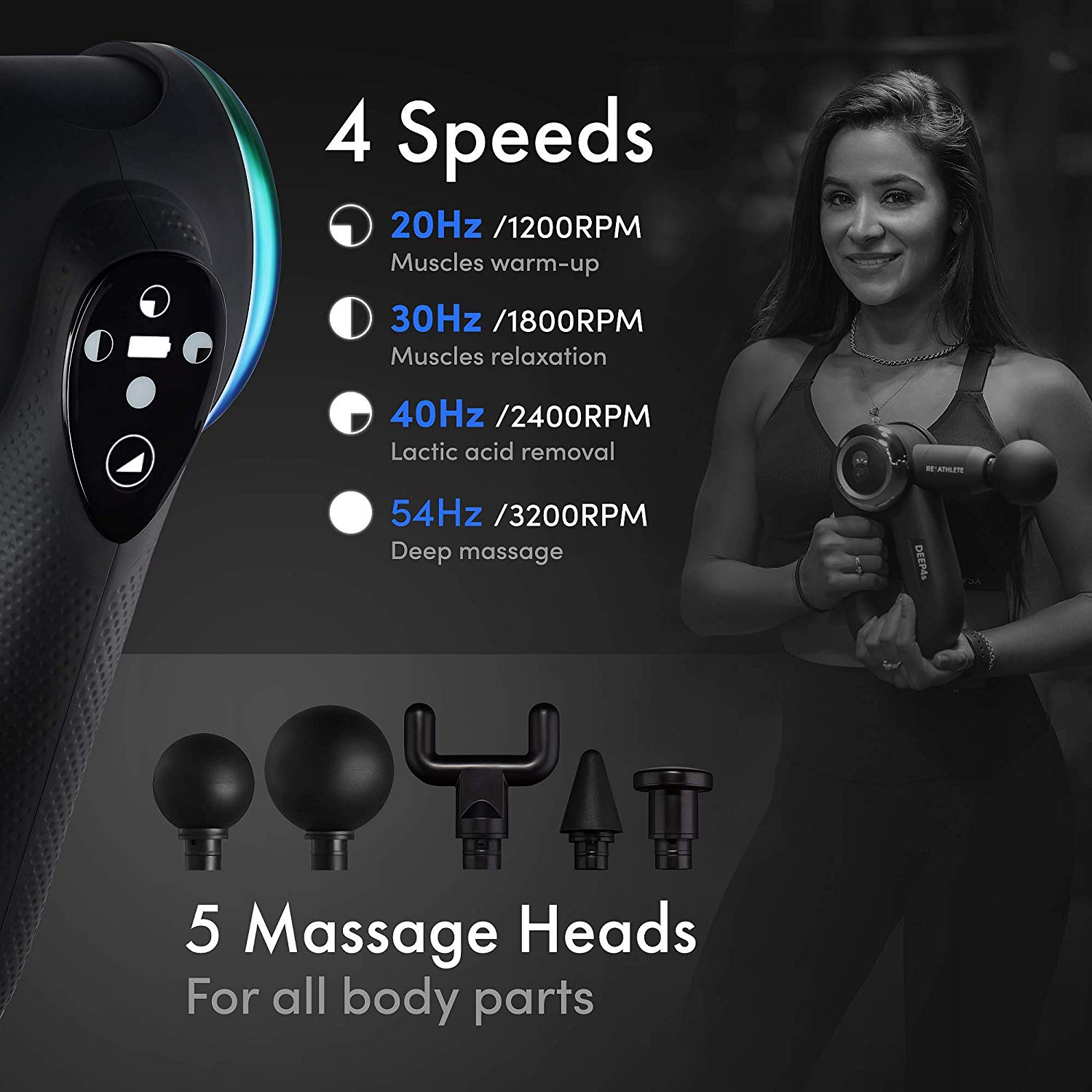 DEEP4s: Percussive Therapy Massage Gun for Athletes