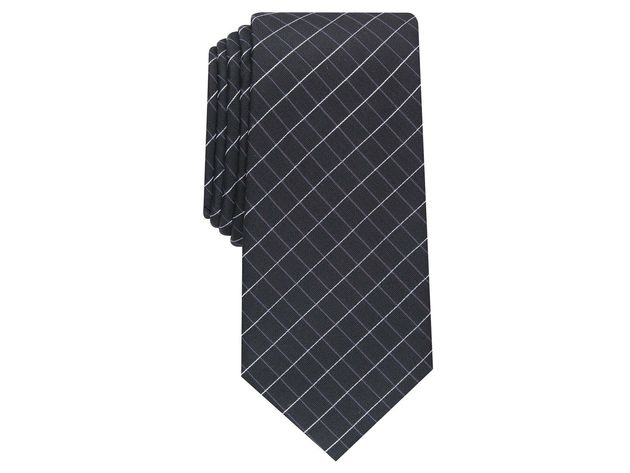 Alfani Men's Slim Grid Tie Black One Size