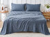 Kathy Ireland 4 Piece Heathered Jersey Knit Cotton Sheet Set (Queen/Denim)