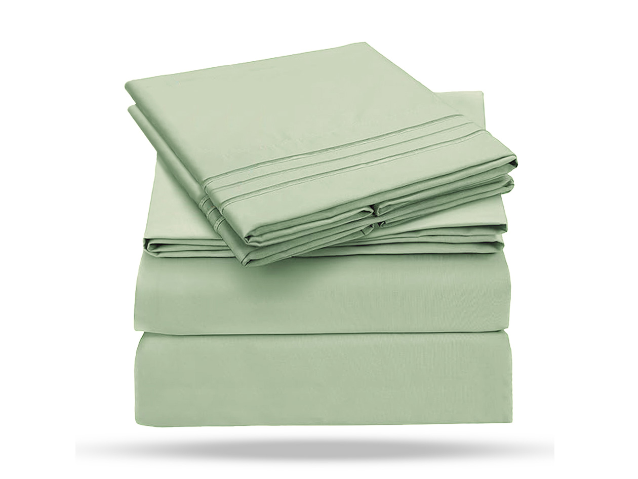 The Luxe 4-Piece Microfiber Bed Sheet Set (Sage/Queen)