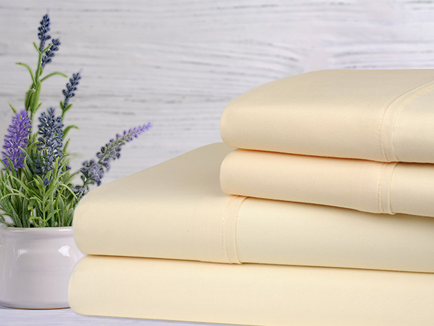 1410QNWH Queen Size Bamboo Lavender Infused Scented Sheet Set, White - 4 Piece