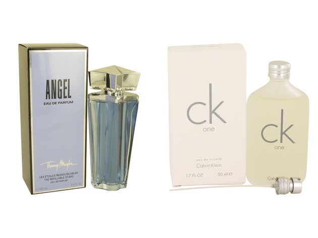 Gift set  ANGEL by Thierry Mugler Eau De Parfum Spray Refillable 3.3 oz And  CK ONE EDT Pour/Spray (Unisex) 1.7 oz