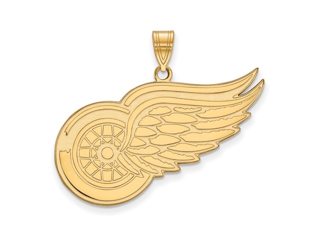 SS 14k Yellow Gold Plated NHL Detroit Red Wings XL Pendant