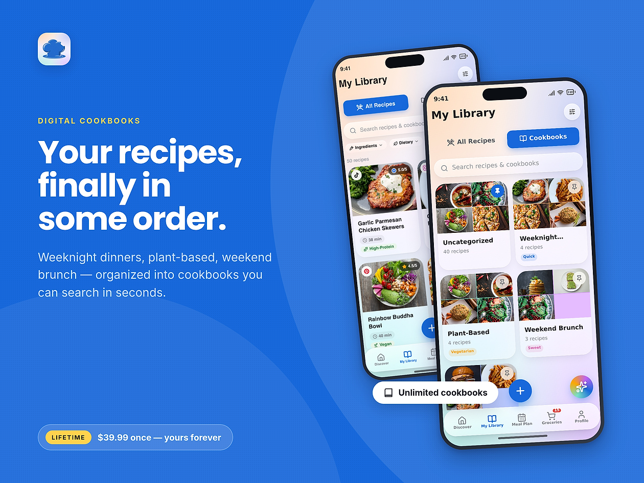 ReciBites - AI Recipe, Meal Plan, Grocery List App: Lifetime Subscription
