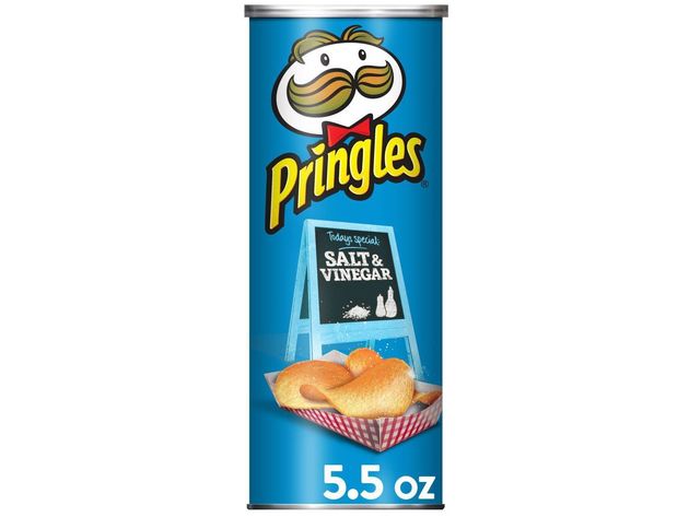 Pringles Salt and Vinegar Edge to Edge Flavored Potato Crisps for Your Snack Cravings, 5.5 Ounce