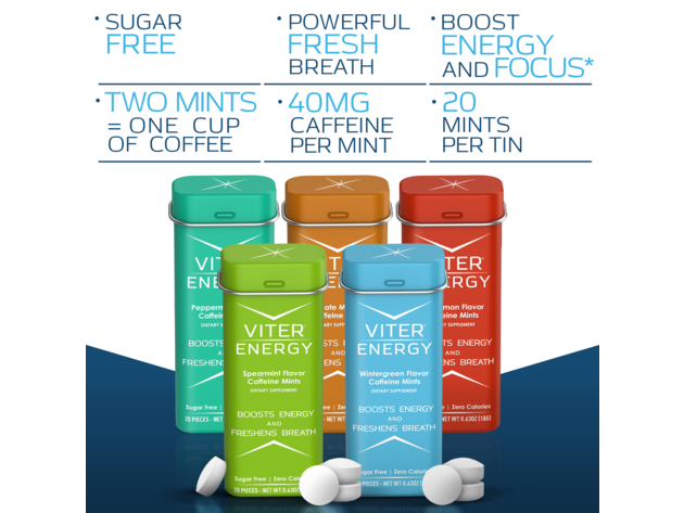 Viter Energy Caffeine Mints - 5 Flavor Variety Pack
