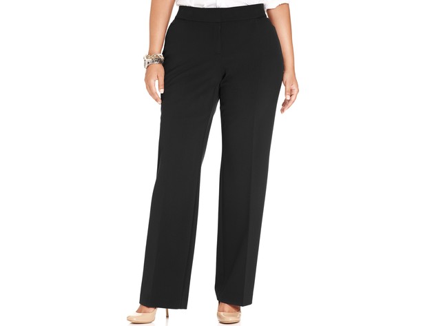 JM Collection Women's Collection Plus & Petite Plus Size Curvy-Fit Straight-Leg Pants  Black Size 22