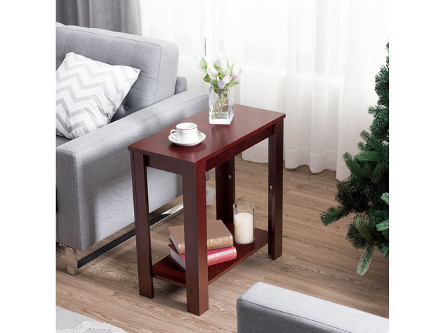 Costway Chair Side Table Coffee Sofa Wooden End Shelf Living Room Furniture Espresso - Walnut
