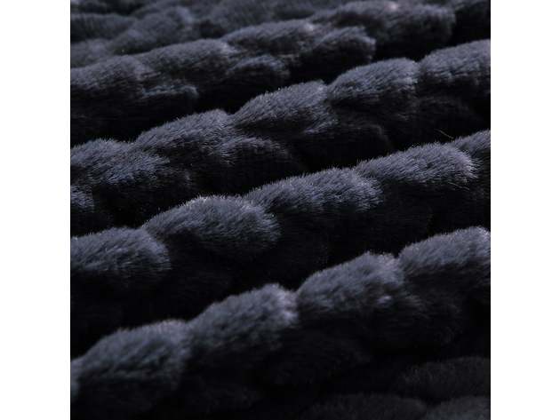 Etched Faux Fur Berber Throw Midnight