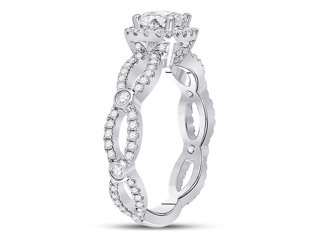 1.29 Carat (ctw G-H, I1-I2) Cushion-Cut Diamond Engagement Ring in 14K White Gold - 6