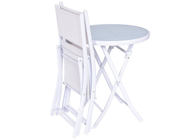 Costway 3 Piece Folding Bistro Table Chairs Set Garden Backyard Patio Furniture White