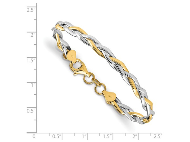 14K White and Yellow Gold Twisted Bangle Bracelet
