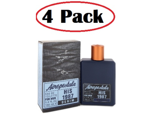 4 Pack of Aeropostale His 1987 Denim by Aeropostale Eau De Toilette Spray 3.4 oz