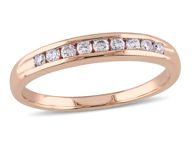 Diamond Anniversary Wedding Band 1/4 Carat (ctw G-H-I, I2-I3) in 10k Rose Pink Gold - 7.5