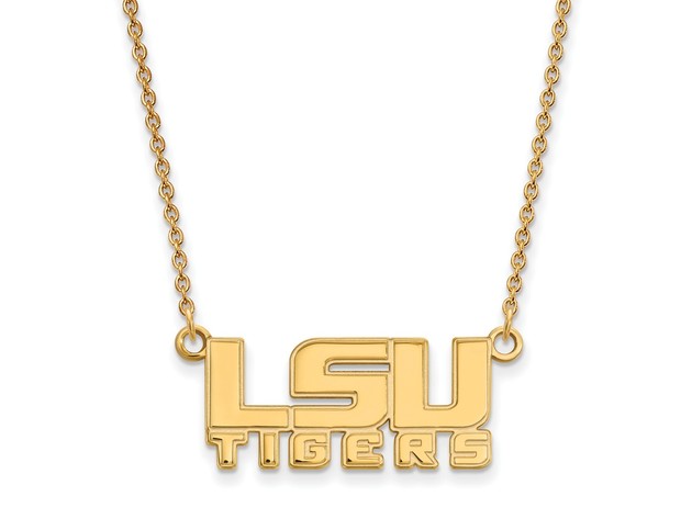 14k Yellow Gold Louisiana State Small 'LSU' Pendant Necklace