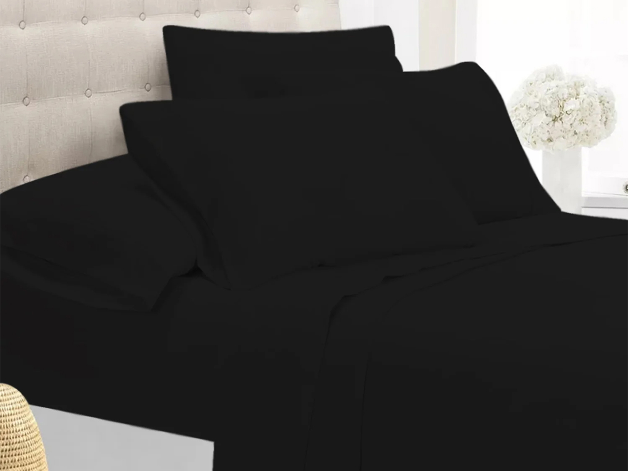 Super-Soft 1800 Series Bamboo Blend 6-Piece Sheet Set (Black/Full)
