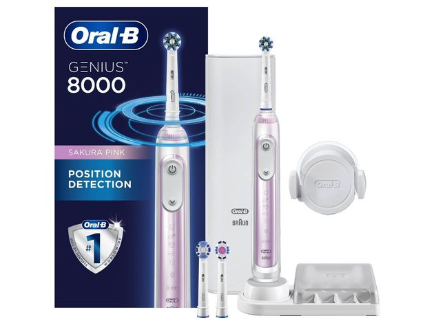 Oral-B 8000 Electronic Power Rechargeable Battery Bluetooth Electric Toothbrush, Sakura Pink