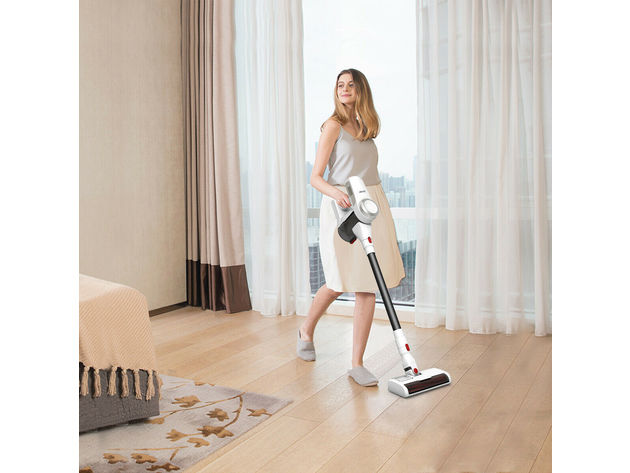 Costway 110W Cordless Vacuum Cleaner Handheld Vacuum Multifunction with Four Heads - White