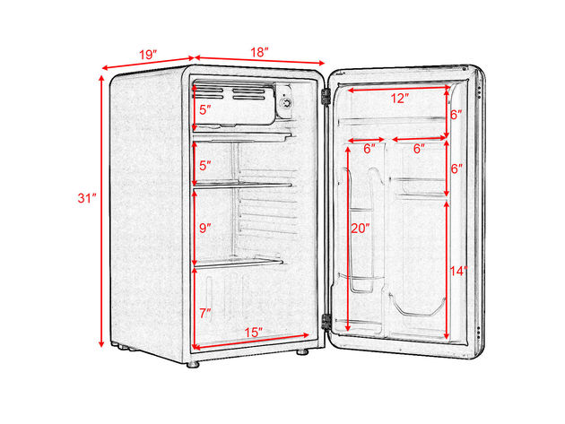 Costway 3.2 Cu Ft Retro Compact Refrigerator w/ Freezer Interior Shelves Handle White