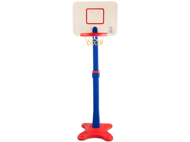 Costway Kids Children Basketball Hoop Stand Adjustable Height Indoor Outdoor Sports - Blue + Red + White