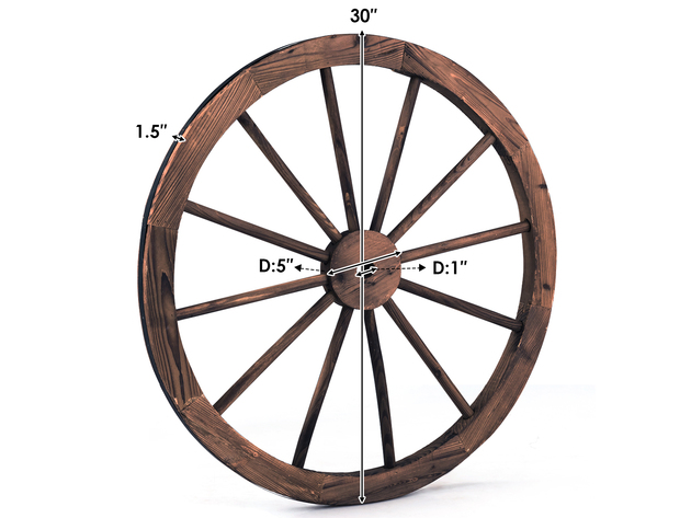 Costway Set of 2 30" Decorative Vintage Wood Garden Wagon Wheel w/Steel Rim Wall Decor