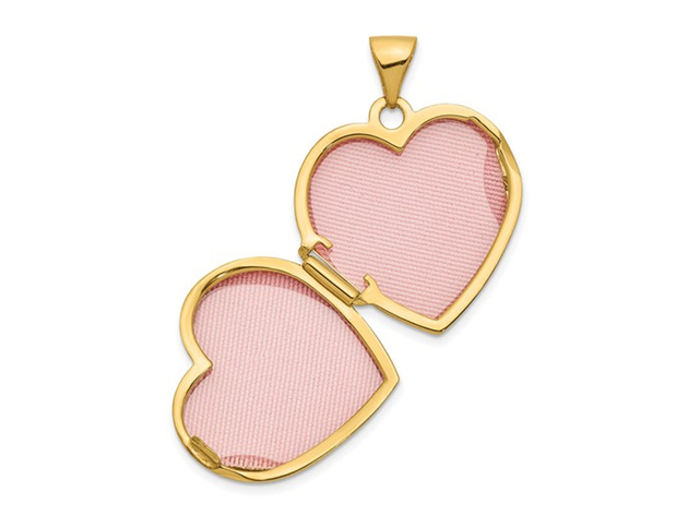 14K Yellow Gold Heart Locket Pendant Necklace with Chain