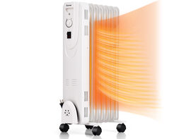 Costway 1500W Oil Filled Heater Portable Radiator Space Heater w/ 3 Heating Modes Indoor - White